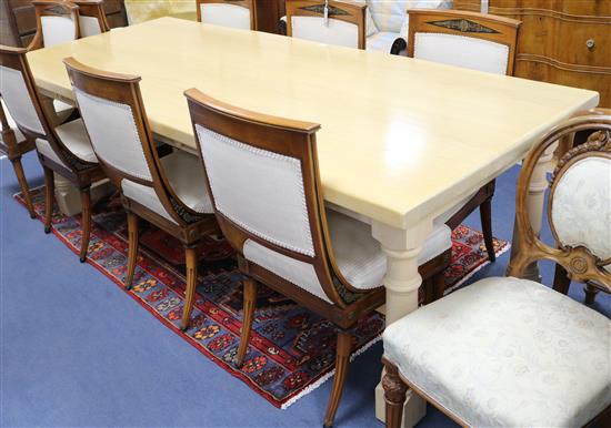A light oak refectory style dining table L.220cm